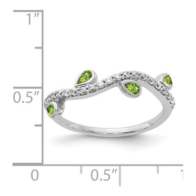 14K White Gold 1/5 ct tw Peridot & Diamond Curved Ring – view 3