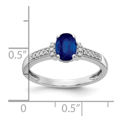 10K White Gold 1/15 ct tw Lab-Created Sapphire & Diamond Oval Ring – view 3