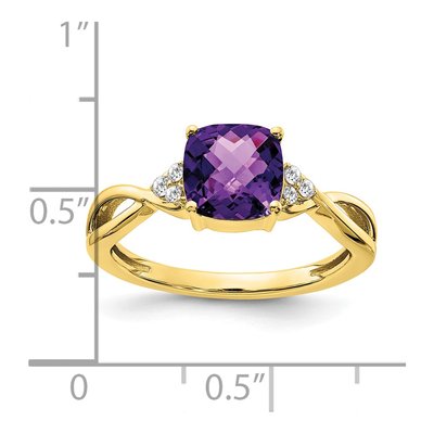10K Yellow Gold 1/20 ct tw Amethyst & Diamond Cushion Ring – view 4