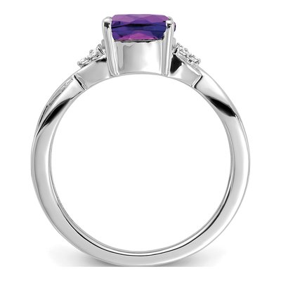 14K White Gold 1/20 ct tw Amethyst & Diamond February Ring – view 2
