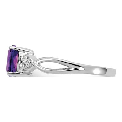 14K White Gold 1/20 ct tw Amethyst & Diamond February Ring – view 3