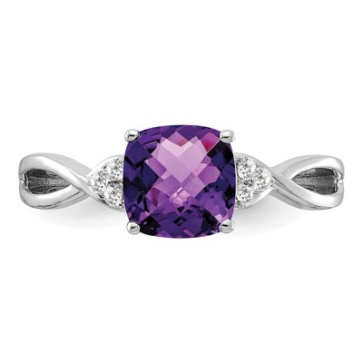 14K White Gold 1/20 ct tw Amethyst & Diamond February Ring – view 4