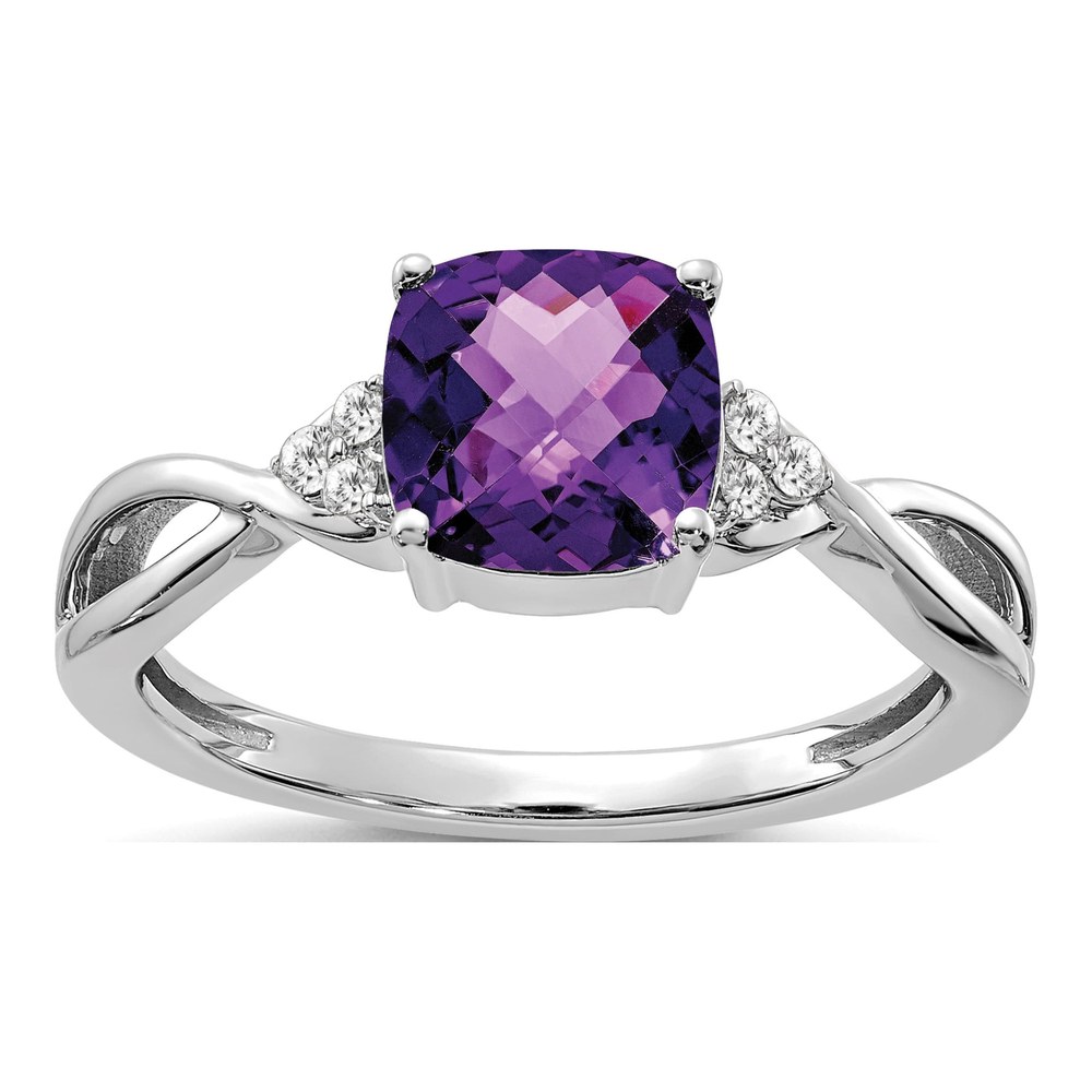 14K White Gold 1/20 ct tw Amethyst & Diamond February Ring