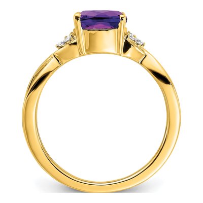 14K Yellow Gold 1/20 ct tw Amethyst & Diamond Cushion Ring – view 2
