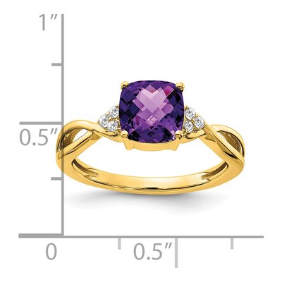 14K Yellow Gold 1/20 ct tw Amethyst & Diamond Cushion Ring – view 3