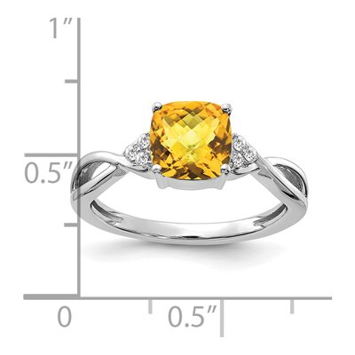 14K White Gold 1/20 ct tw Citrine & Diamond Cushion Ring – view 2
