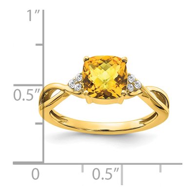 14K Yellow Gold 1/20 ct tw Citrine & Diamond Cushion Ring – view 2