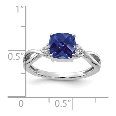 14K White Gold Lab Sapphire & Diamond Ring – view 2