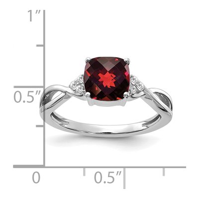 14K White Gold 1/20 ct tw Garnet & Diamond Cushion Ring – view 2