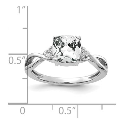 14K White Gold 1/20 ct tw White Topaz & Diamond Birthstone Ring – view 2