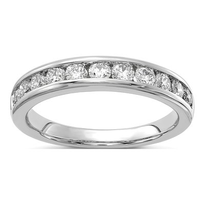 14K White Gold 3/4 ct tw Lab-Grown Diamond Channel Wedding Band