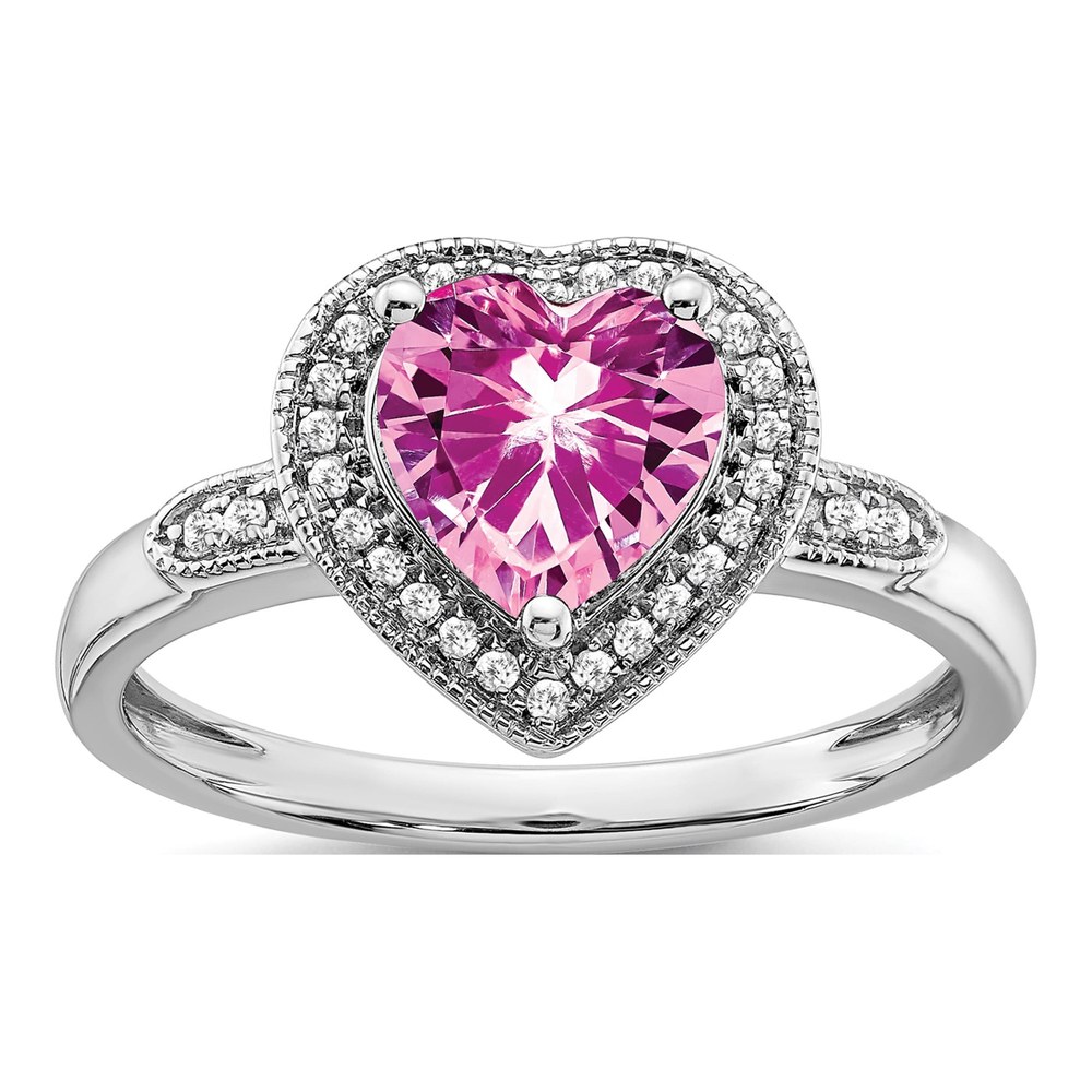 14K White Gold 1/8 ct tw Diamond Heart Halo Ring
