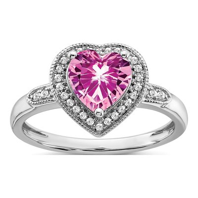 14K White Gold 1/8 ct tw Diamond Heart Halo Ring