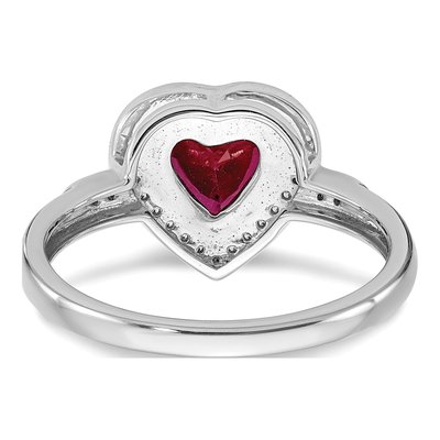 14K White Gold Lab Ruby & Diamond Halo Ring, Sz 7 – view 6