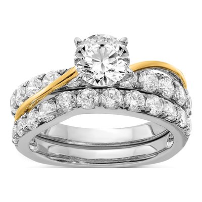 14K Two-Tone Gold Diamond Engagement Ring Semi-Mount – view 7