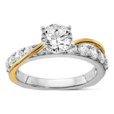14K Two-Tone Gold Diamond Engagement Ring Semi-Mount