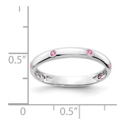 14K White Gold 2mm Concave Pink Sapphire 6-Stone Band – view 4
