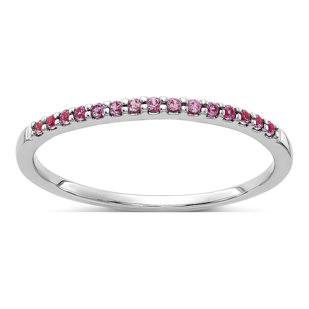 14K White Gold 2mm Pink Sapphire Band
