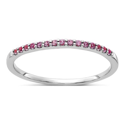 14K White Gold 2mm Pink Sapphire Band