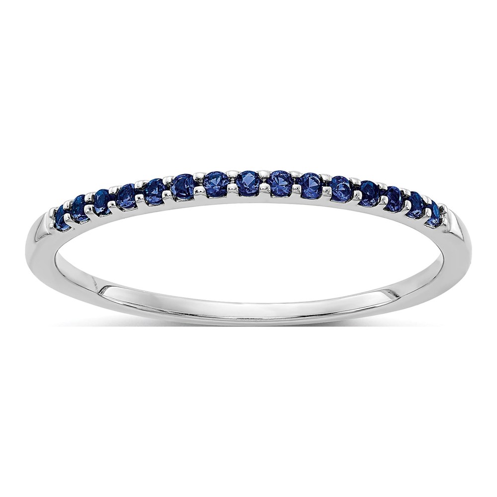 14K White Gold Blue Sapphire Band Ring