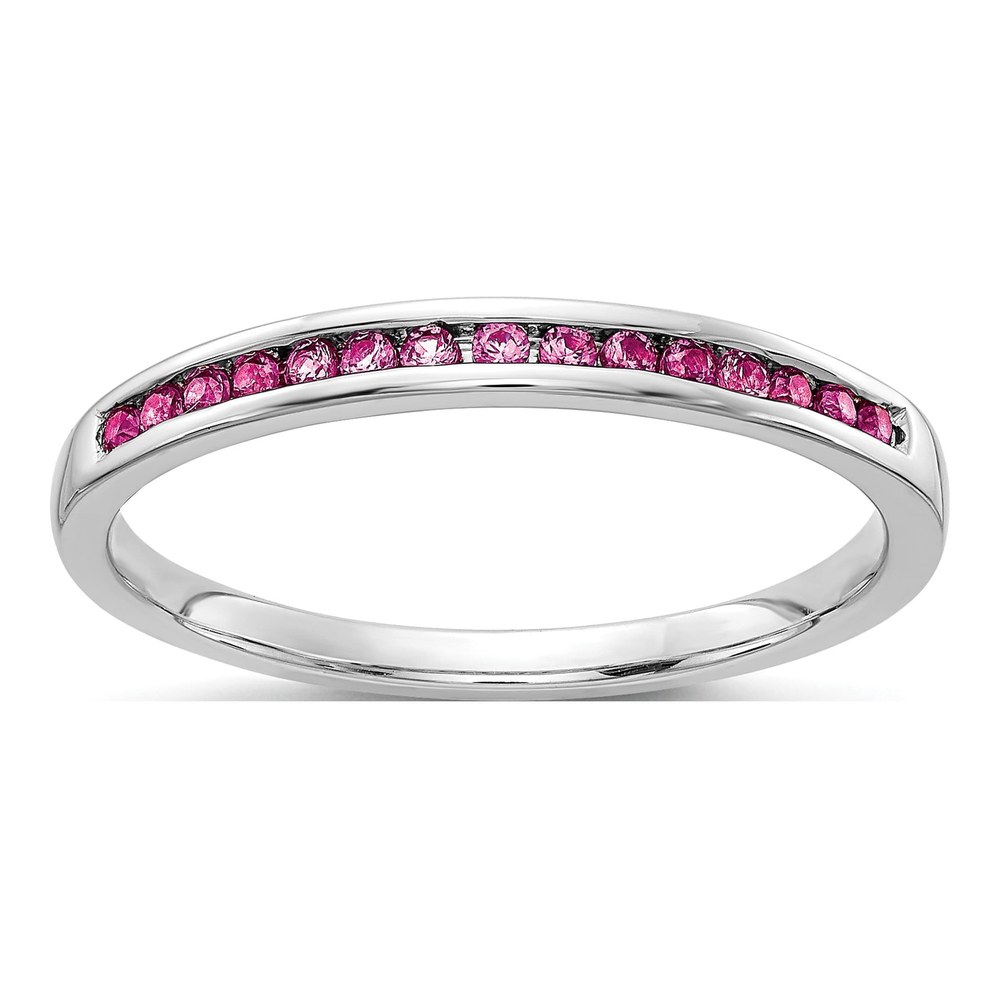 14K White Gold 2mm Pink Sapphire Channel Band