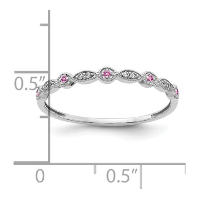 10K White Gold Diamond Pink Sapphire Fancy Band – view 3