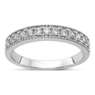 14K White Gold 3/8 ct tw Diamond Beaded Edge Wedding Band