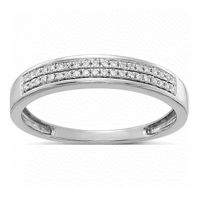 14K White Gold 1/8 ct tw Diamond 2-Row Wedding Band