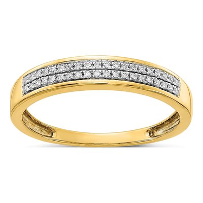 14K Yellow Gold 1/8 ct tw Diamond 2-Row Wedding Band