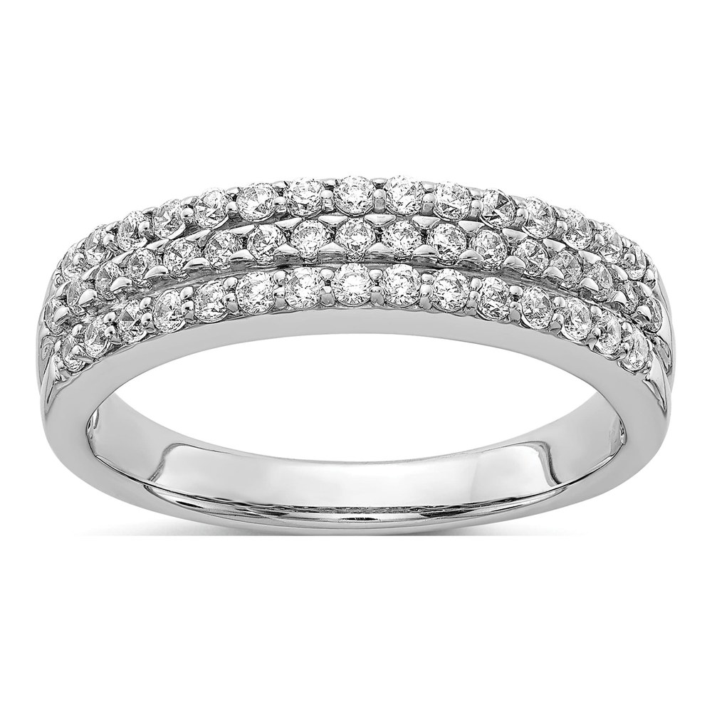 14K White Gold 1/2 ct tw Diamond Triple-Row Ring