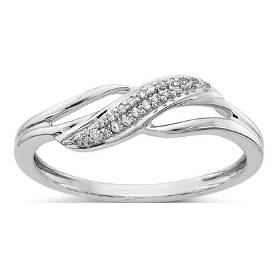 14K White Gold 1/15 ct tw Diamond Wave Ring