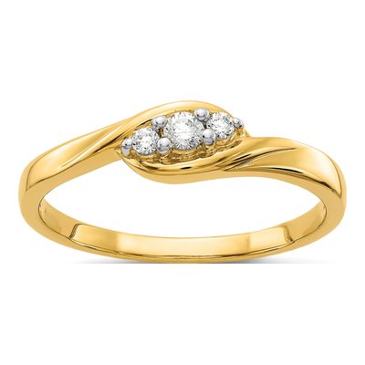 10K Yellow Gold 1/10 ct tw Diamond 3-Stone Ring