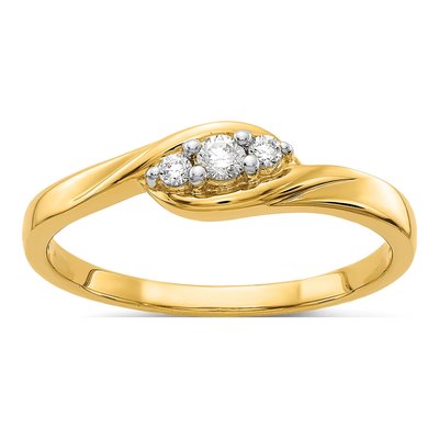 14K Yellow Gold 1/10 ct tw Lab-Grown Diamond Three Ring