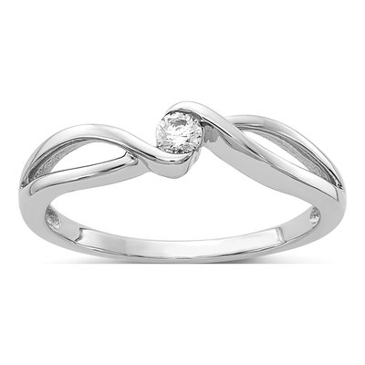 14K White Gold 1/10 ct tw Diamond Bypass Ring