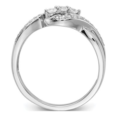 14K White Gold 1/4 ct tw Diamond 3-Stone Bypass Ring – view 2