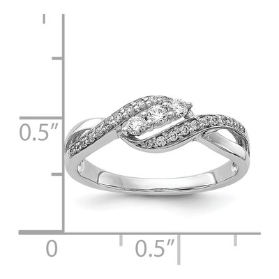 14K White Gold 1/4 ct tw Diamond 3-Stone Bypass Ring – view 4