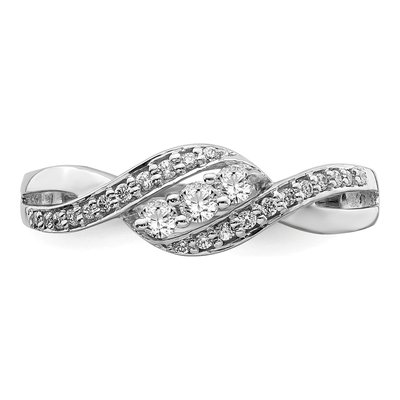 14K White Gold 1/4 ct tw Diamond 3-Stone Bypass Ring – view 5
