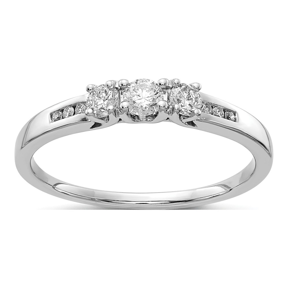 14K White Gold 1/4 ct tw Diamond 3-Stone Ring