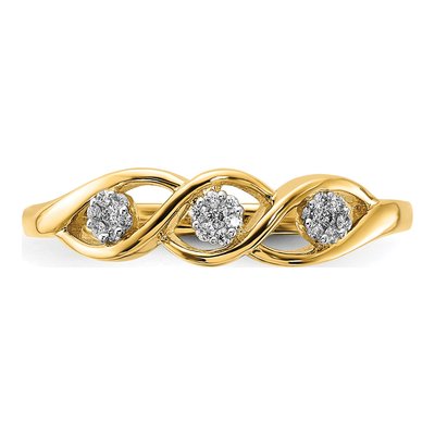 14K Yellow Gold 1/15 ct tw Diamond Wave Ring – view 5
