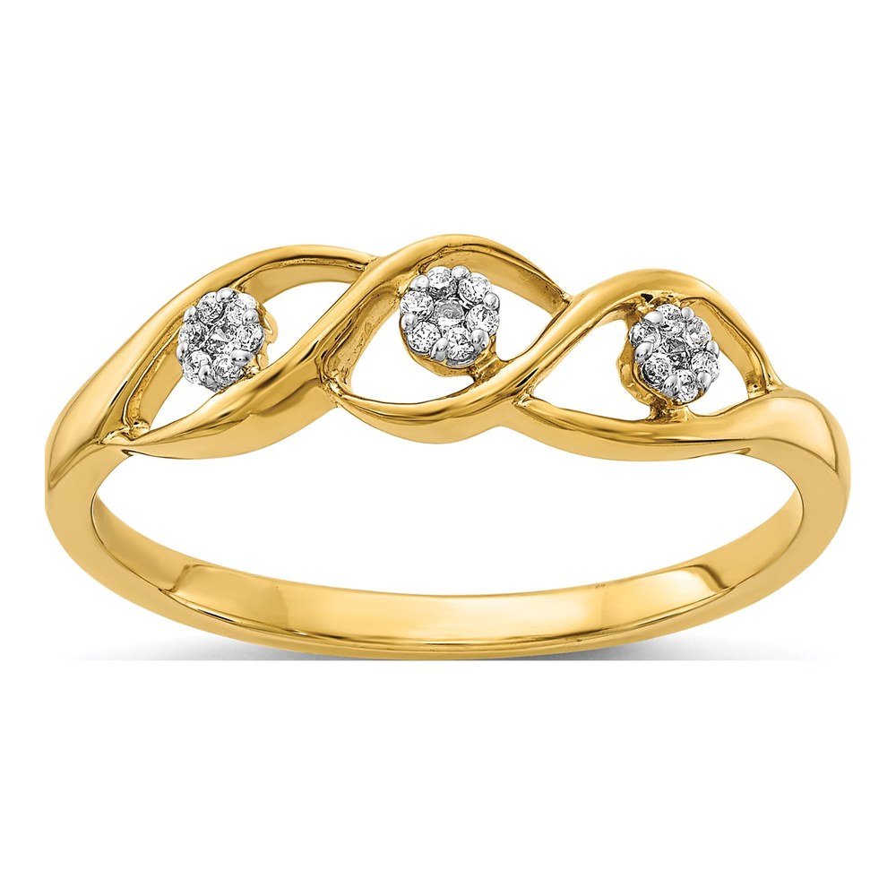 14K Yellow Gold 1/15 ct tw Diamond Wave Ring