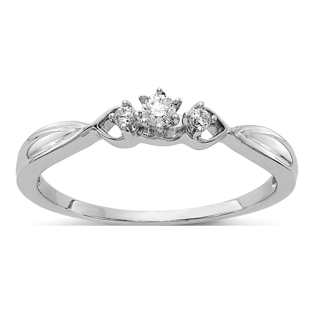 10K White Gold 3-Stone Diamond Ring, 1/10 ctw