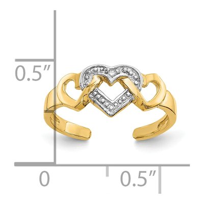 10K Yellow Gold Diamond Heart Toe Ring – view 5