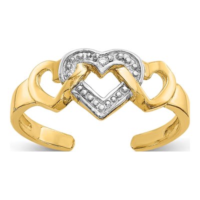 10K Yellow Gold Diamond Heart Toe Ring