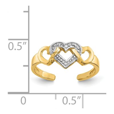14K Yellow Gold Diamond Heart Toe Ring – view 6