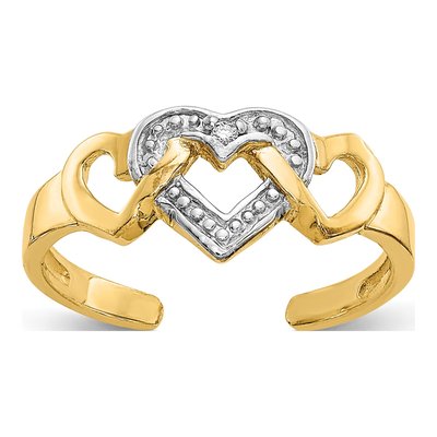 14K Yellow Gold Diamond Heart Toe Ring