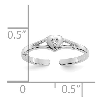 10K White Gold Diamond Heart Toe Ring – view 5