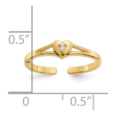 10K Yellow Gold Diamond Heart Toe Ring – view 5