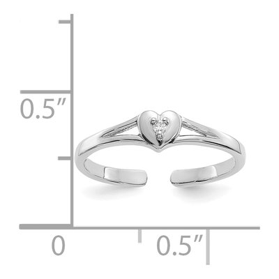 14K White Gold Diamond Heart Toe Ring – view 6