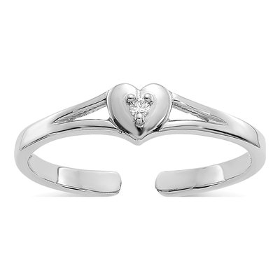 14K White Gold Diamond Heart Toe Ring