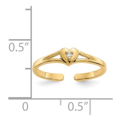 14K Yellow Gold Diamond Heart Toe Ring – view 6